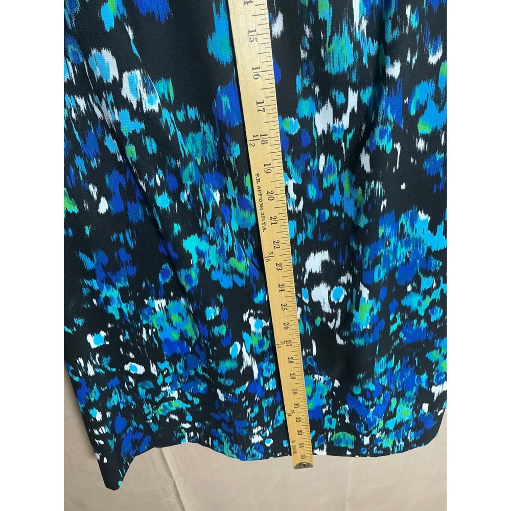 AB Studio Womens Size 12‎ Abstract Blue Green Ikat Print Sleeveless Shift Dress - Picture 9 of 11